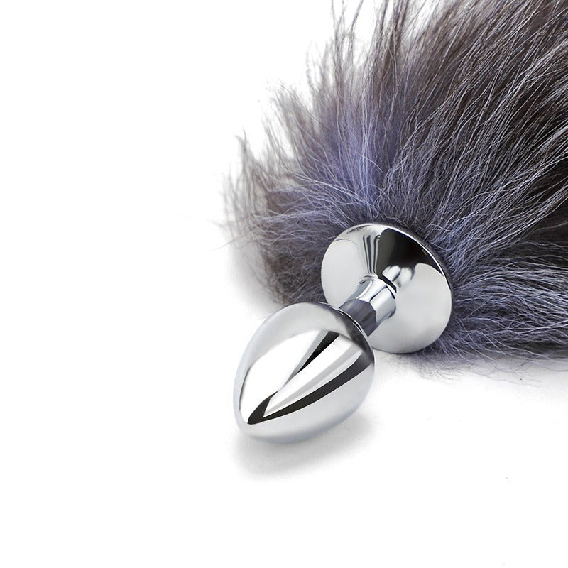 Anal development sm props real fur fox tail anal plug anal expansion masturbation toy metal anal plug adult products