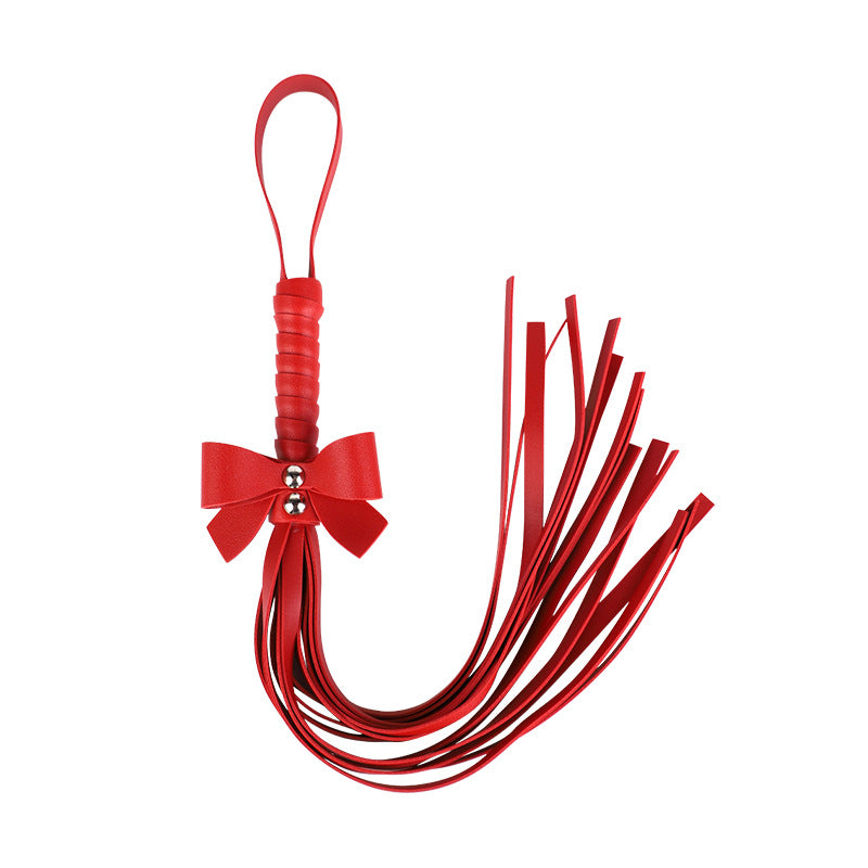 Red SM props set 5-piece bow sexy whip pvc gag female slave traction collar bondage handcuffs