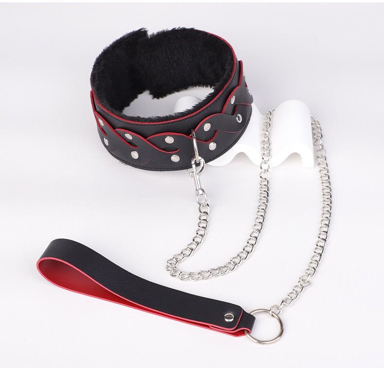 Black SM flirting suit Sex toys SM props macaron plush suit bondage training teasing handcuffs collar adult sex toys
