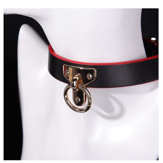 SM sex toys four-piece set genuine leather traction collar bell nipple clamp silicone mouth plug alternative sex toys