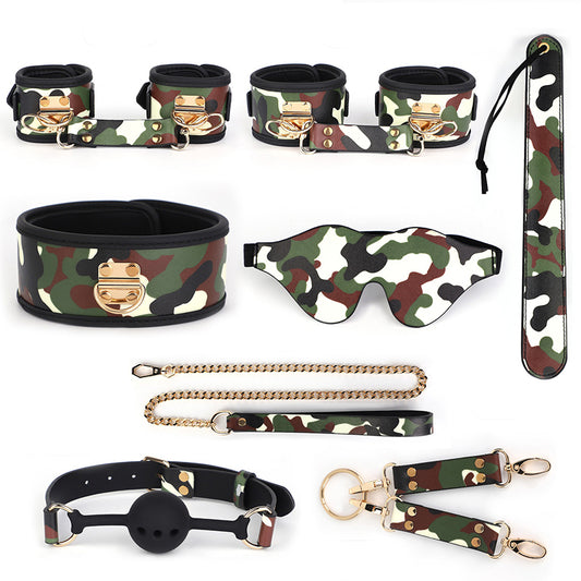 SM sex toys luminous SM suit camouflage sex handcuffs training whip silicone mouth plug eye mask sex toys