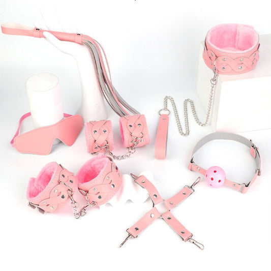 Sex toys SM props macaron plush suit bondage training teasing handcuffs collar adult sex toys