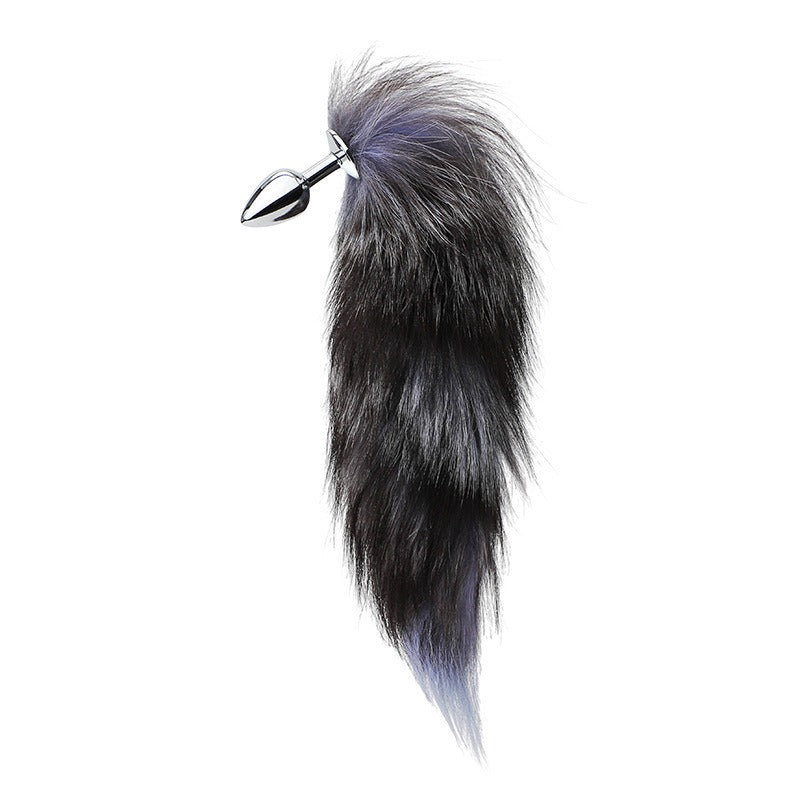 Anal development sm props real fur fox tail anal plug anal expansion masturbation toy metal anal plug adult products