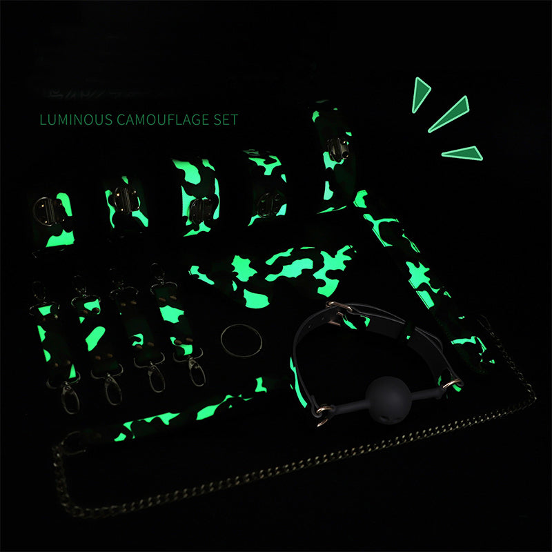 SM sex toys luminous SM suit camouflage sex handcuffs training whip silicone mouth plug eye mask sex toys