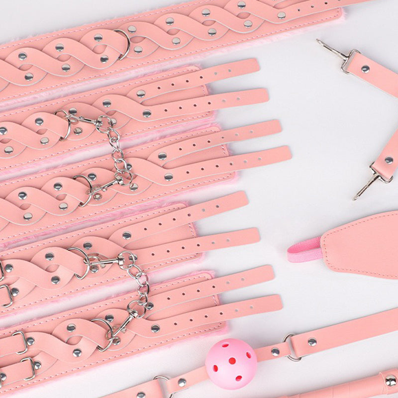 Sex toys SM props macaron plush suit bondage training teasing handcuffs collar adult sex toys