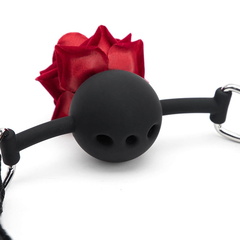 Sex toys sm props lace rose ball mouth sex training with hole silicone mouth plug sex deep throat tools alternative adult products wear