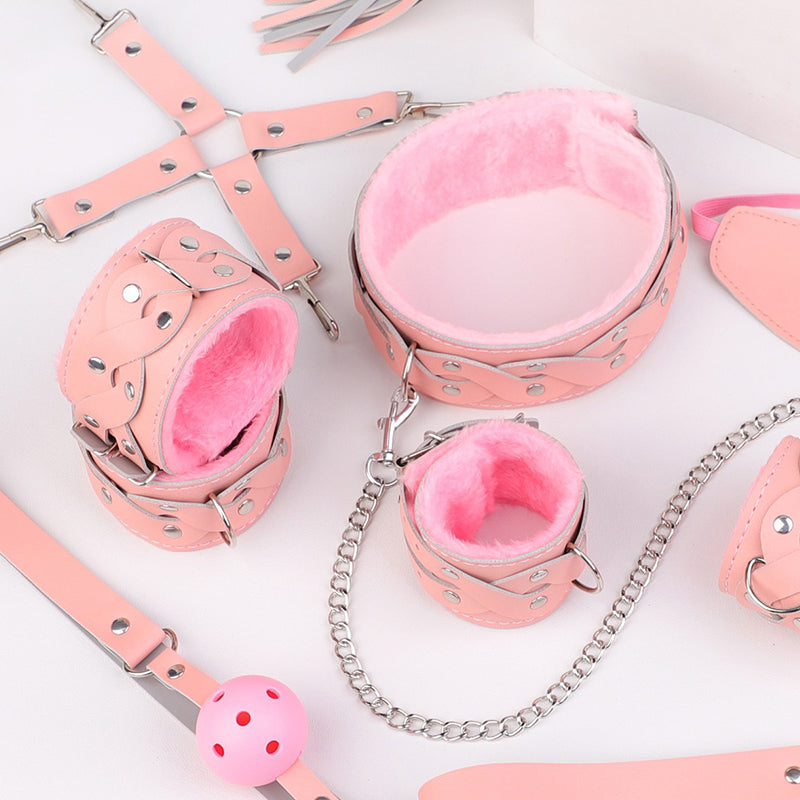 Sex toys SM props macaron plush suit bondage training teasing handcuffs collar adult sex toys