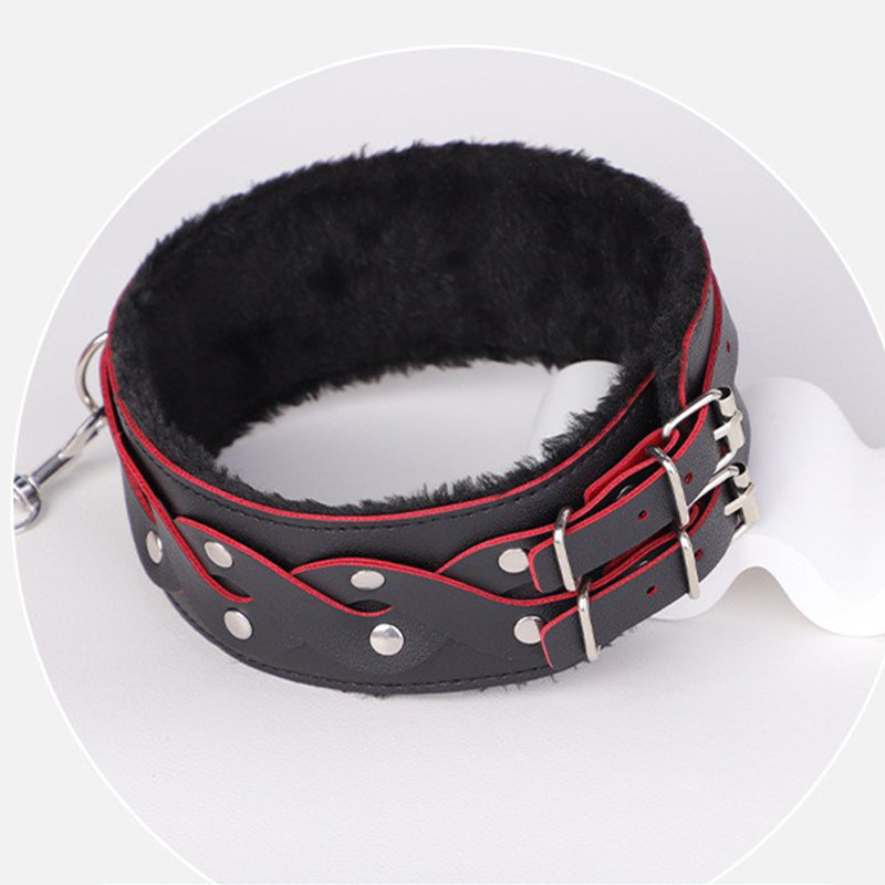 Black SM flirting suit Sex toys SM props macaron plush suit bondage training teasing handcuffs collar adult sex toys